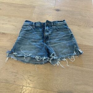 American Eagle Outfitters Blue Jean Shorts High-Waisted Frayed Hem